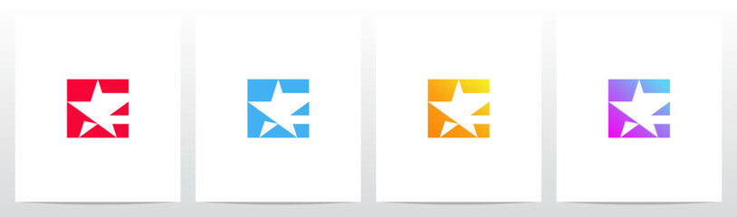 Star Negative Space Letter Initial Logo Design E