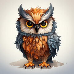 Naklejka premium Watercolor Thorin owl, clipart Illustration, Generative Ai