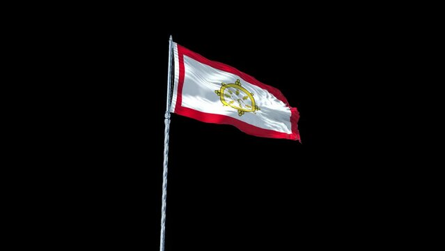 Sikkim flag Waving Realistic With Sky with Alpha Channel