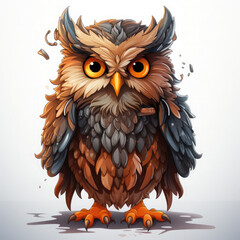 Fototapeta premium Watercolor Thorin owl, clipart Illustration, Generative Ai