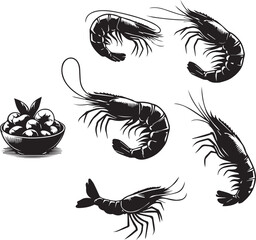 shrimp silhouette on white background. shrimp logo