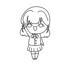 A girl is drawing a picture of herself