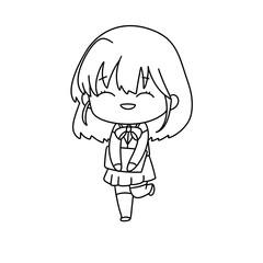 A girl is drawing a picture of herself