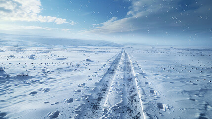 Obraz premium Winter Wonderland: Footprints in Fresh Snow