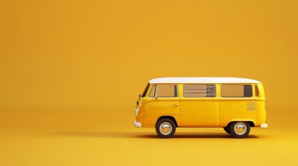 A yellow van on the road.