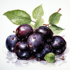 Watercolor Jabuticaba Illustration, Generative Ai