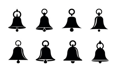 Bell icon set. Black Bell notification icon set on white background. Vector illustration