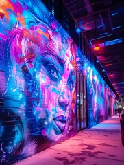 Illuminate educational insights through a captivating long shot of a thought-provoking street art mural