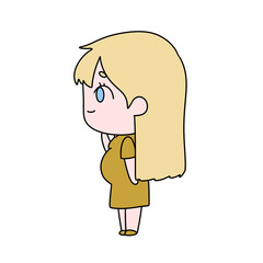 A cartoon girl with a baby bump is standing in front of a white background