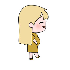 A cartoon girl with a baby bump is walking