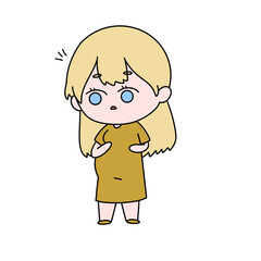 A cartoon girl with blue eyes