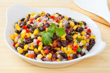  Bean and Corn Salad - Mexican style salad of black beans and corn, with a dressing flavoured with toasted cumin.