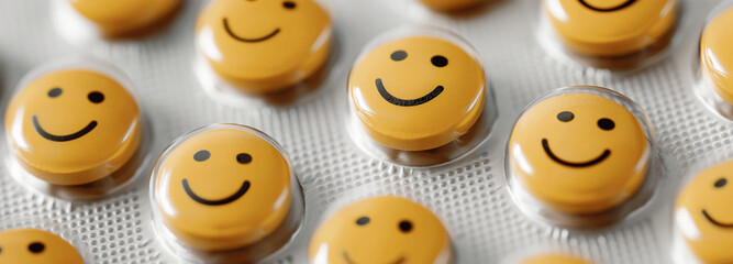 pill tab packaging, the pills are yellow smiley face circle pills