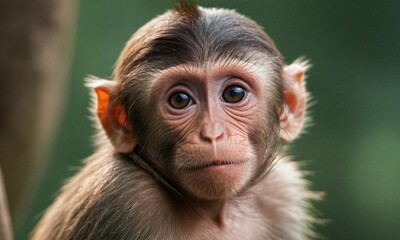 Intense Close-Up Shot of a Small Monkey's Facial Features