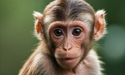 Ultra Close-Up View of a Young Monkey's Face