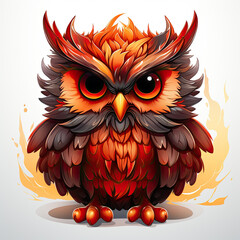Watercolor Ember owl, clipart Illustration, Generative Ai