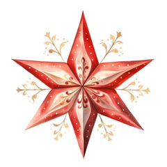 Obraz premium Watercolor christmas star. Hand painted illustration isolated on white background