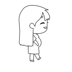 A cartoon girl is walking with a baby bump