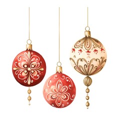 Watercolor Christmas balls isolated on white background. Hand painted illustration.