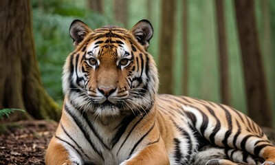 Repose in the Wild: A Bengal Tiger Against the Jungle