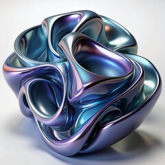 3D Render of a Titanium Abstract Painting, on isolated white background, Generative AI
