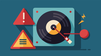 Avoid playing worn or damaged records as this can lead to distorted sound and potential damage to your stylus. Vector illustration