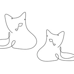 cat drawing vector, continuous single one line art style isolated on white background. Minimalism hand drawn style.