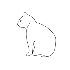 One line drawing of isolated vector object - cat. Vector illustration
