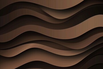 Dark sepia paper waves abstract banner design. Elegant wavy vector background