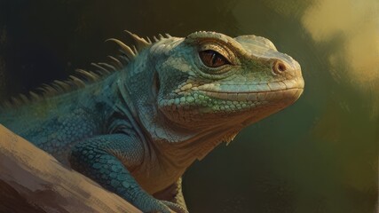 Obraz premium green iguana on a branch