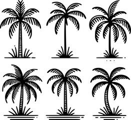 set of palm tree silhouettes