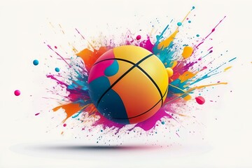 Abstract lifestyle banner design with ball and colorful splashing shapes