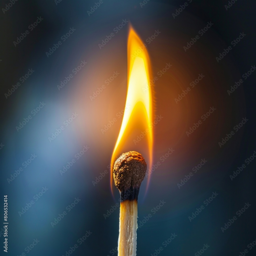 Poster close-up on a match igniting, capturing the initial spark and flame against a dark background, ai ge