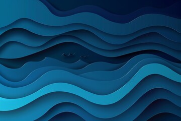 Dark sky blue paper waves abstract banner design. Elegant wavy vector background