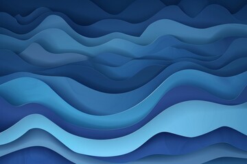 Dark sky blue paper waves abstract banner design. Elegant wavy vector background