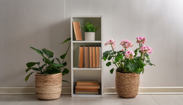librero con plantas y flores ( ilustraci&oacute;n tres)