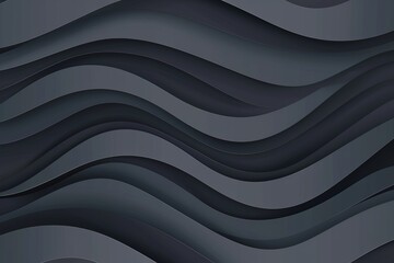 Dark slate gray paper waves abstract banner design. Elegant wavy vector background