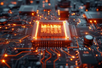 Obraz premium CPU processor microchip circuit board illustration created with generative ai