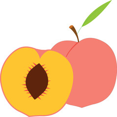 fresh juicy peach icon tasty ripe fruit sticker healthy food concept vector illustration
