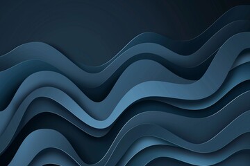 Dark steel blue paper waves abstract banner design. Elegant wavy vector background