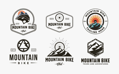 Set of vintage badge emblem bicycle, bike, bike shop, mountain bike club logo icon vector illustration on white background