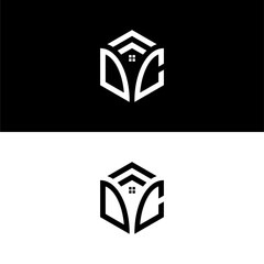 DC hexagon logo vector, hexagon home logo, real estate and construction logo, develop, natural, luxury, modern, finance logo, strong, suitable for your company.