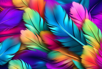 A background with pastel colored feathers in an abstract pattern