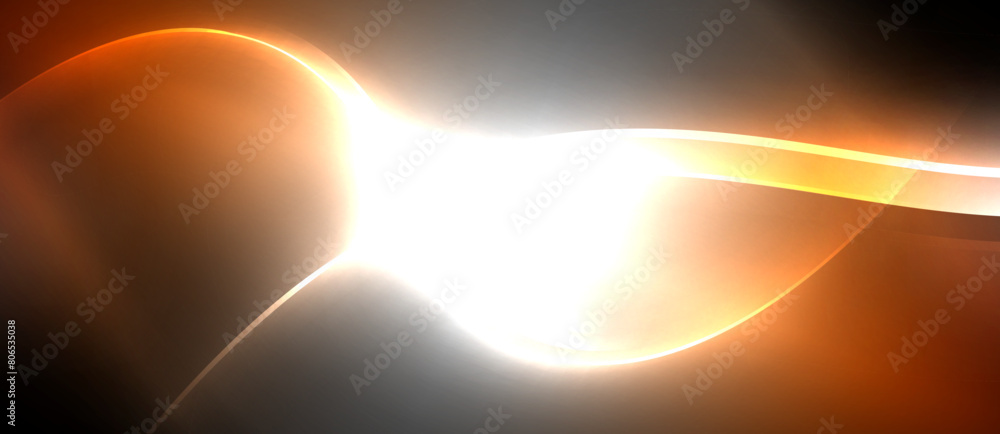 Poster a bright amber and white wave in the atmosphere against a dark background creates an atmospheric phe