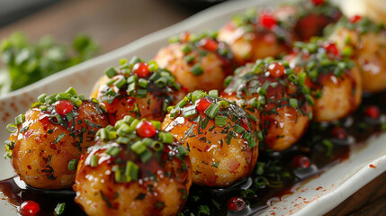 Fototapeta premium typical Japanese food takoyaki white background