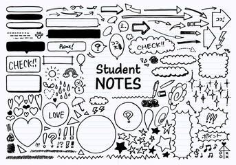 学生のノート風手描き素材セット