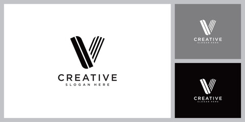 initial letter V logo line style vector design