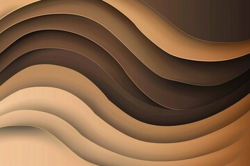 Dark tan paper waves abstract banner design. Elegant wavy vector background