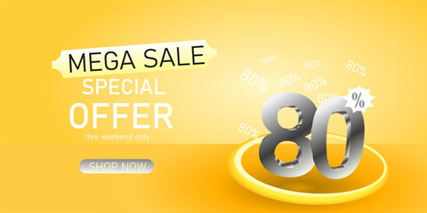 Colorful discount sale podium. Special offer composition. Vector illustration
