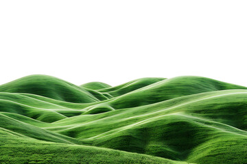 Panoramic green hills are isolated on a transparent background.